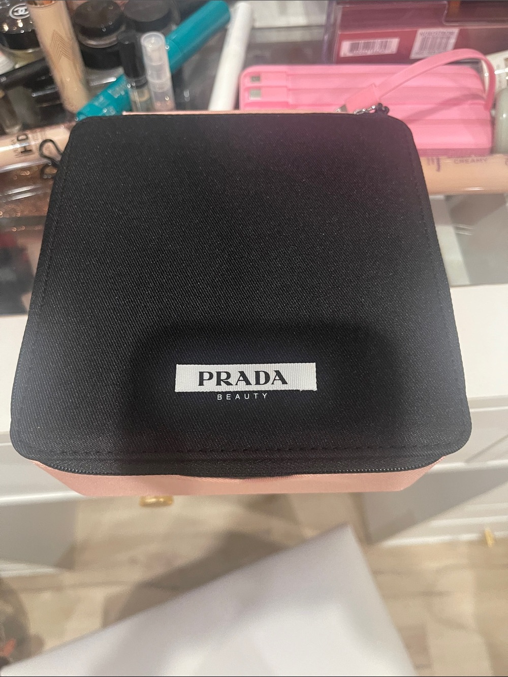 Prada Two-Tone Black and Pink Beauty Pouch